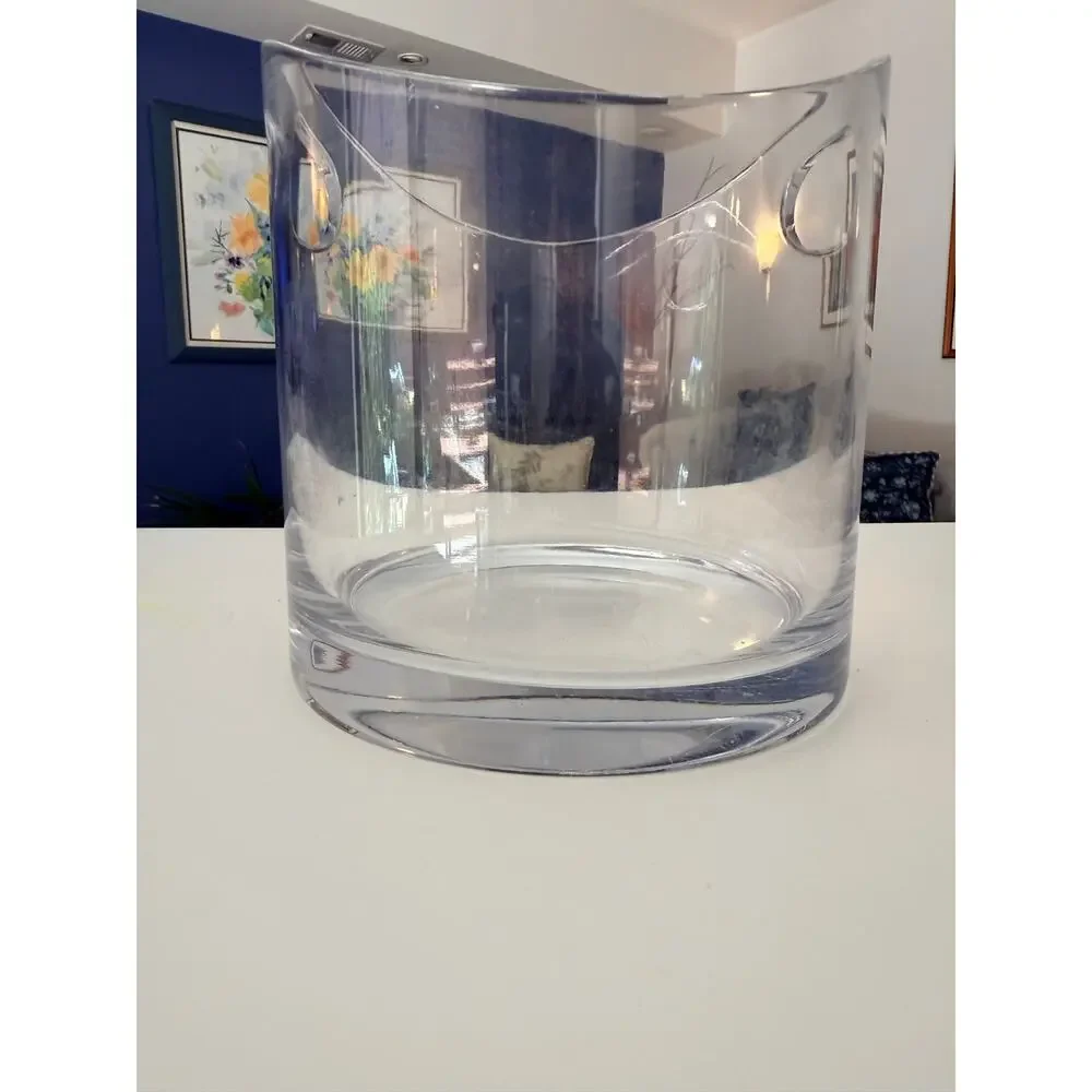 Tiffany & Co. Crystal Ice Bucket Champagne Cooler Modernist Integrated Handles